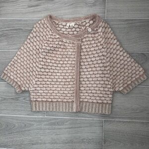 Moth by Anthropology Bat Wing Textured Knit Cardigan in Beige and Cream. Size S